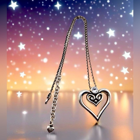 BRIGHTON ALCAZAR DUET HEART NECKLACE BEAUTIFUL SILVER PLATED NECKLACE - Picture 1 of 6